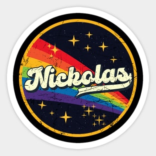 Nickolas // Rainbow In Space Vintage Grunge-Style Sticker